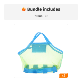 Children's Sand Away Beach Mesh Bag; Beach Toys Bag Baby Toy Storage Bags - Blue*3