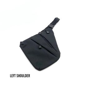 Men's Nylon Shoulder Bag; Multifunctional Concealed Tactical Storage Bag; Holster - Black Left - Nylon