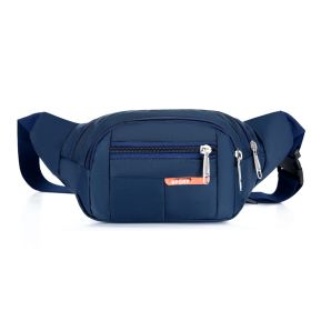 Casual Multifunctional Waist Bag; Adjustable Durable Large Capacity Messenger Bag For Outdoor Sports Running Walking - Deep Blue