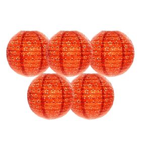 5 Pcs 8" Orange Chinese Style Paper Lantern Hollow-out Decorative Hanging Lanterns for Wedding Party Christmas - Default