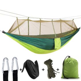 Camping Hammock with Mosquito Net Ultralight Portable Nylon Outdoor Windproof Anti-Mosquito Swing Sleeping Hammock - Green