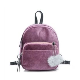 Fashion Backpack Women Mini Fur Ball School Bags - 2