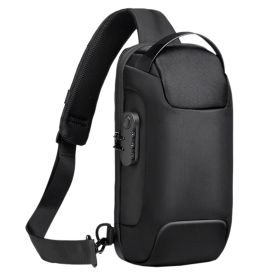 Men's Sling Backpack Waterproof Anti-theft Shoulder Crossbody Chest Bag Messenger Sling Bag Daypack with USB Charging Port - Black