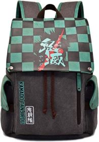 Afoxsos Japanese Anime Backpacks - Unisex Canvas Shoulder Bag for School and Office (10.6"x4.7"x16.5", Multicolors) - Demon Green