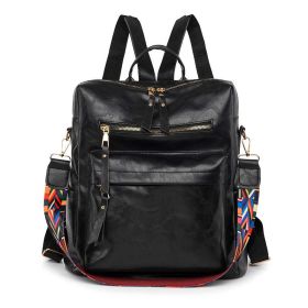 New Women Backpacks High Quality Leather Backpack Fashion School Bags Ladies Bagpack Designer Large Capacity Travel Backpacks - Black