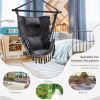 Hanging Rope Swing Chair with Soft Pillow and Cushions - Gray