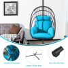 Hanging Folding Egg Chair with Stand Soft Cushion Pillow Swing Hammock - Turquoise