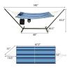 Hammock Chair Stand Set Cotton Swing with Pillow Cup Holder Indoor Outdoor - Black