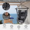 Hanging Rope Swing Chair with Soft Pillow and Cushions - Gray