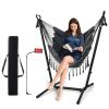 Height Adjustable Hammock Chair with Phone Holder and Side Pocket - Gray